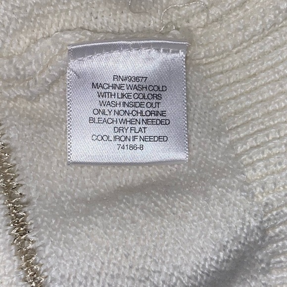 Liz Claiborne Crew Neck Sweater in Cream, Gold & Silver Size Large - Picture 6 of 7